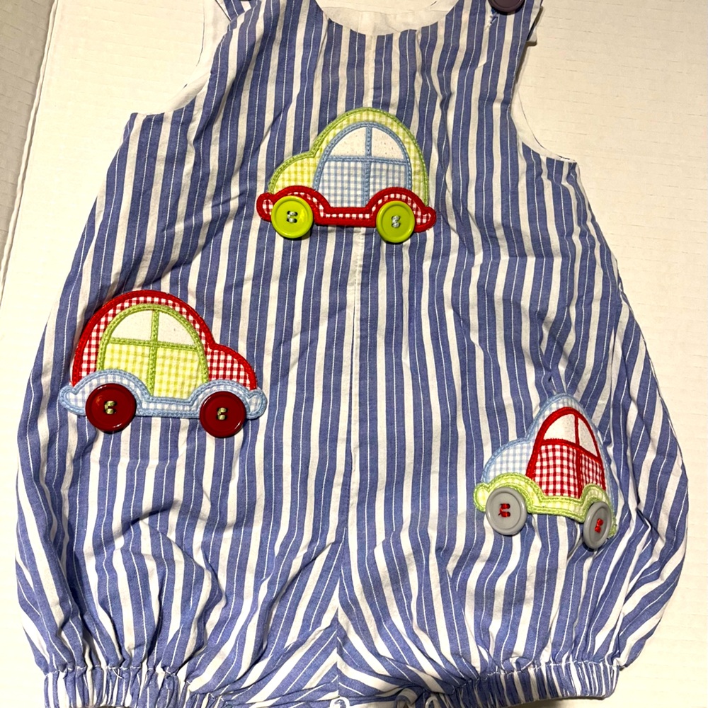 Zucchini, boys, size 12 months, Bubble striped romper